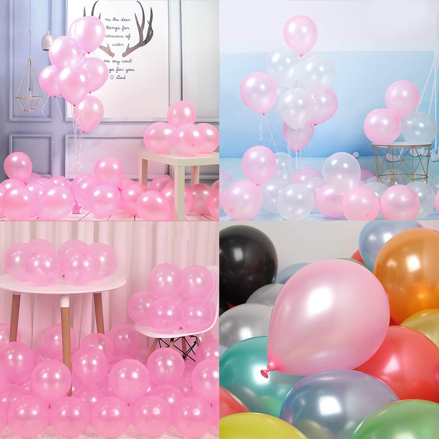 100 PCS 12 Inches Pink Latex Balloons Large Thick Big Round Biodegradable Bulk Helium Gas or Air Inflated for Kids Birthday Graduation Wedding Party Halloween Christmas Deco Supplies Favors