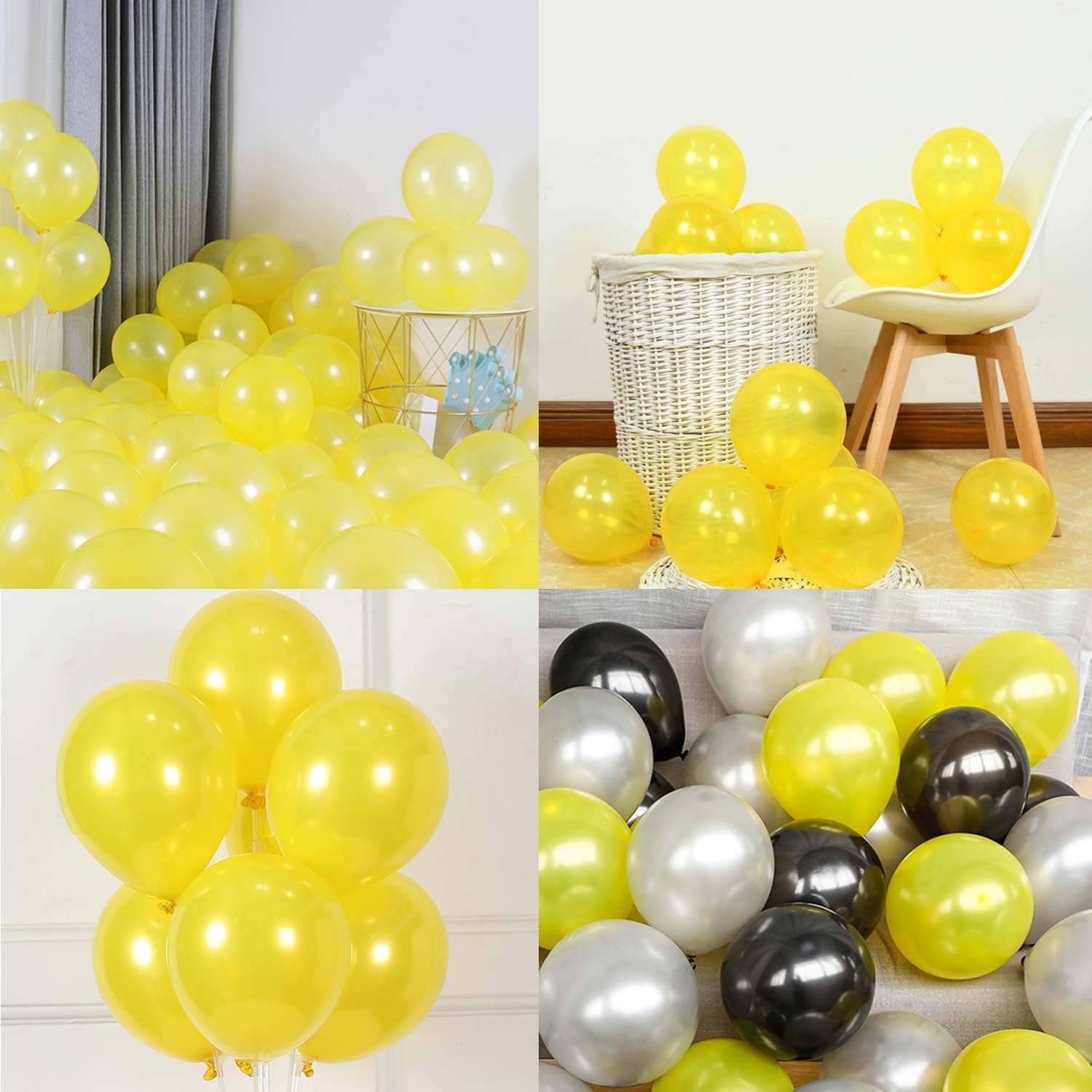 100 PCS 12 Inches Yellow Latex Balloons Large Thick Big Round Biodegradable Bulk Helium Gas or Air Inflated for Kids Birthday Graduation Wedding Party Halloween Christmas Decorations Supplies Favors