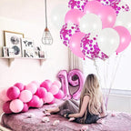 Pink, White and Pink Confetti Latex Balloons Kit – Pack of 30 | Pink White Helium Balloons for Girl Birthday Decoration | Romantic Balloons for Anniversary, Wedding, Valentines Party Decor, Baby Showe