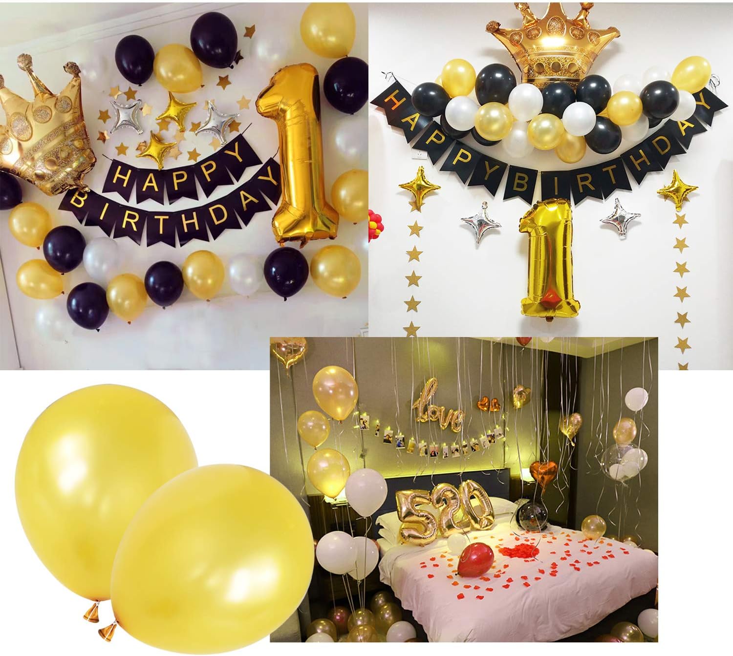 100 PCS 12 Inches Metallic Gold Latex Balloons Large Thick Big Round Shining Pearlescent Golden Color Biodegradable Bulk Helium Gas or Air Inflated for Kids Birthday Party Decorations Supplies Favors
