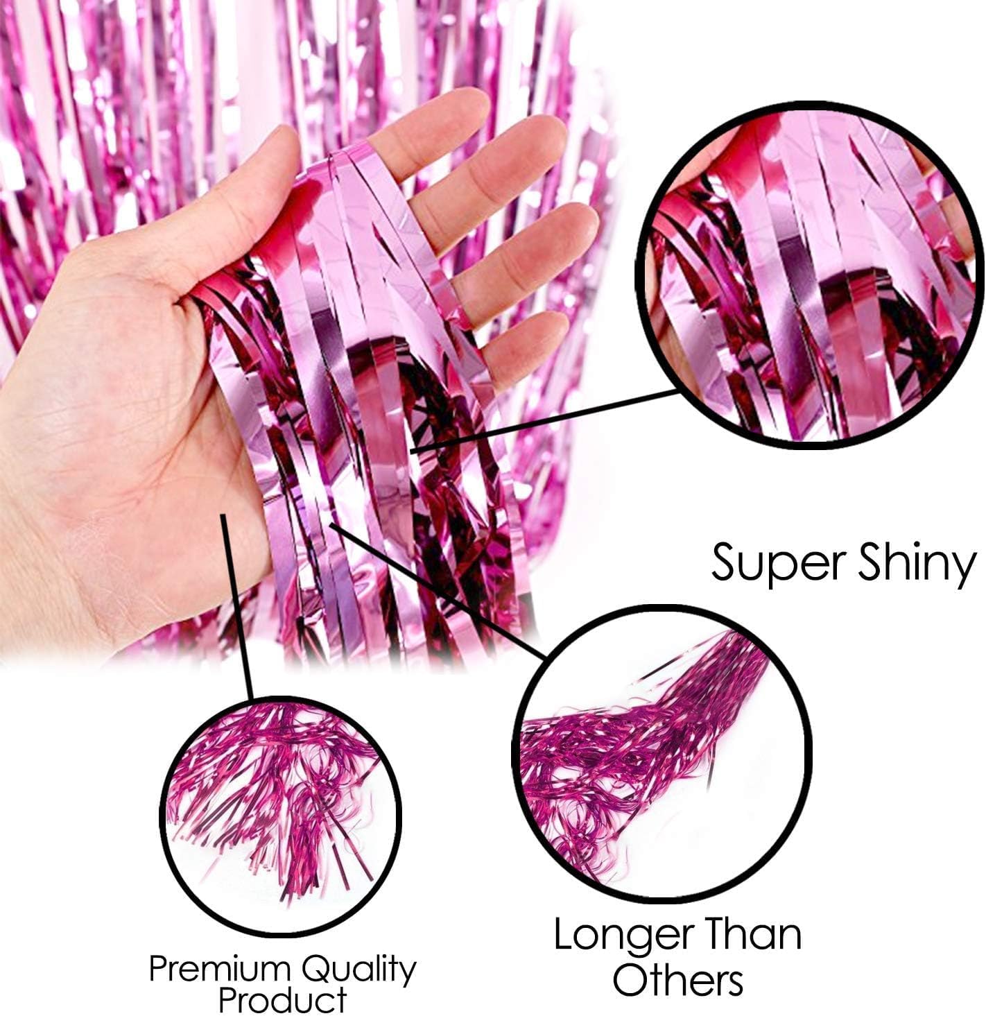 Foil Curtain (Pink, Set of 1) / Foil Curtain Pink/Foil Fringe Curtain/Party Decorations