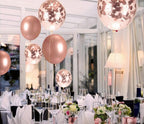 Pack of 18 Pcs Rose Gold Latex & Confetti Balloons for Birthday Decoration Items/Balloons for Birthday Party