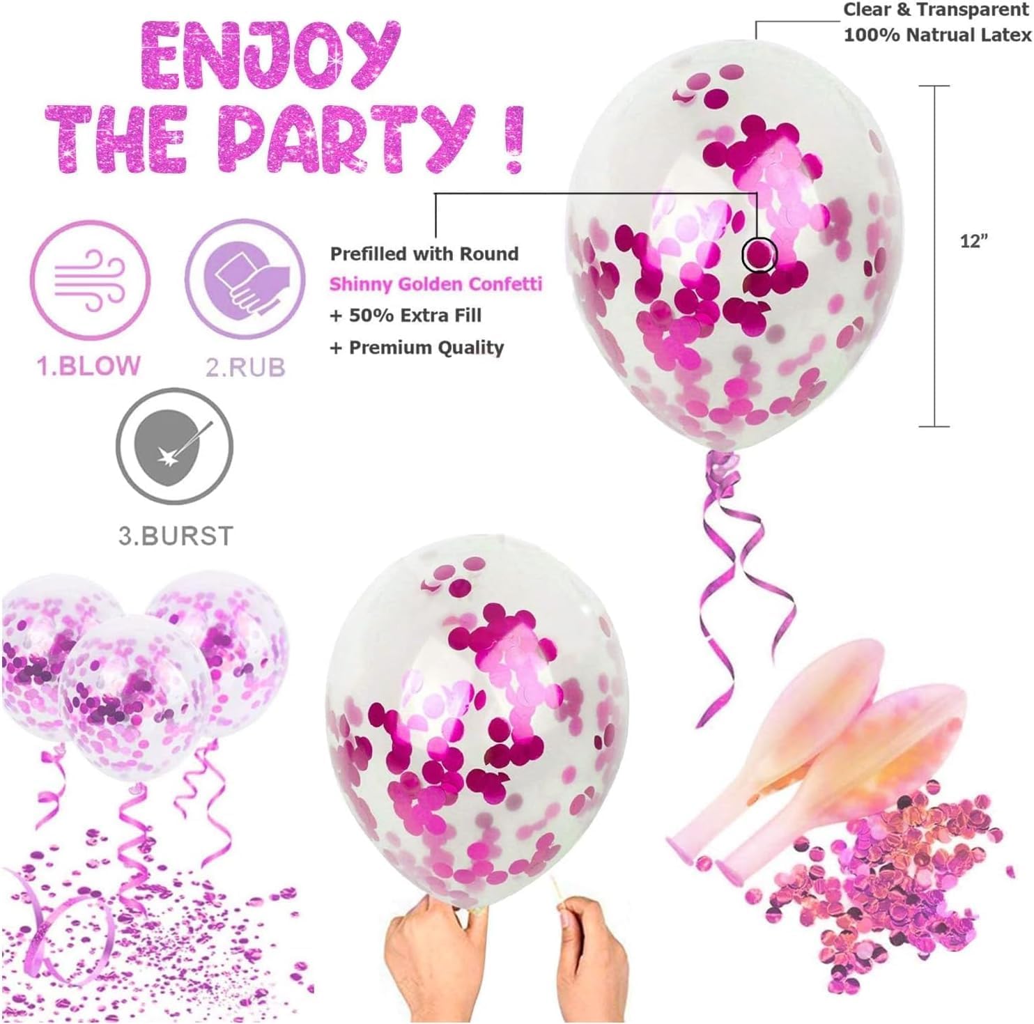 25Pcs Decoration Set – Foil Balloons, Latex Balloons, and Ribbon | Party Decoration for Girls | Pink Balloons