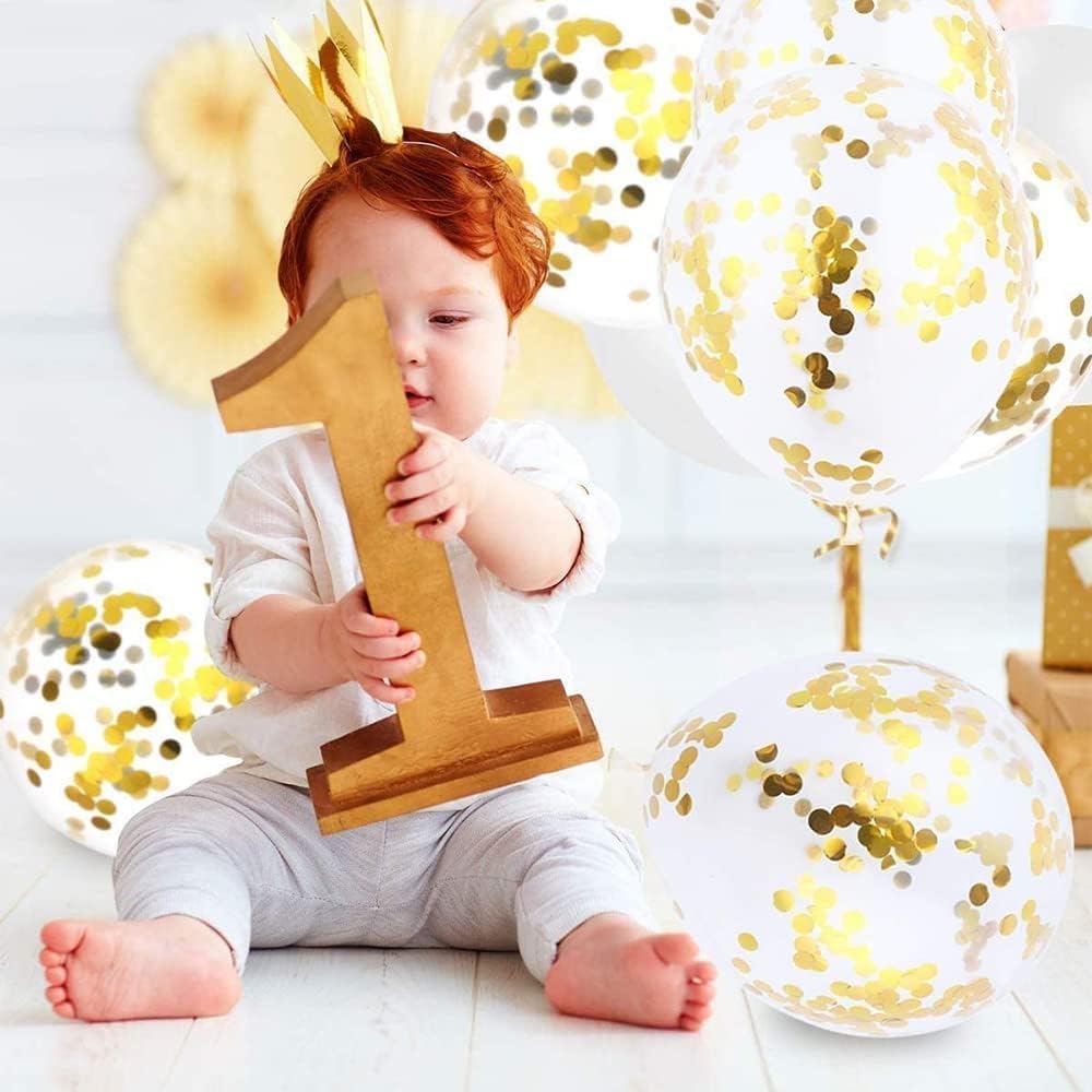 60 pcs Gold Metallic Balloons Set, Gold Confetti Balloons, Gold White Balloons for Wedding, Birthday, Graduation, Bridal Shower, Baby Shower Party Decoration