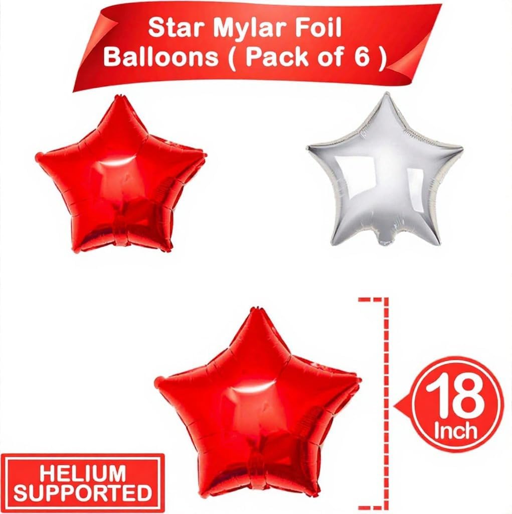 Silver Star Foil Balloon Set – 6 Pack | 18 Inch Star-Shaped Silver Balloons Metallic Silver Balloons for Party Decorations | Perfect, Weddings, Anniversaries,