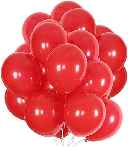100 PCS 12 Inches Pearlized Red Latex Balloons – Large Thick Big Round Shining Pearlescent Biodegradable Bulk – Helium Gas or Air Inflated – for Kids Birthday, Wedding, Party Decorations, Supplies, Fa