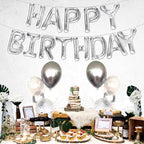 Silver Happy Birthday Balloons Banner - 16 Inch | Happy Birthday Sign Balloons for Happy Birthday Decorations | Happy Birthday Party Decoration | Happy Birthday Banner for Birthday Party Decoration