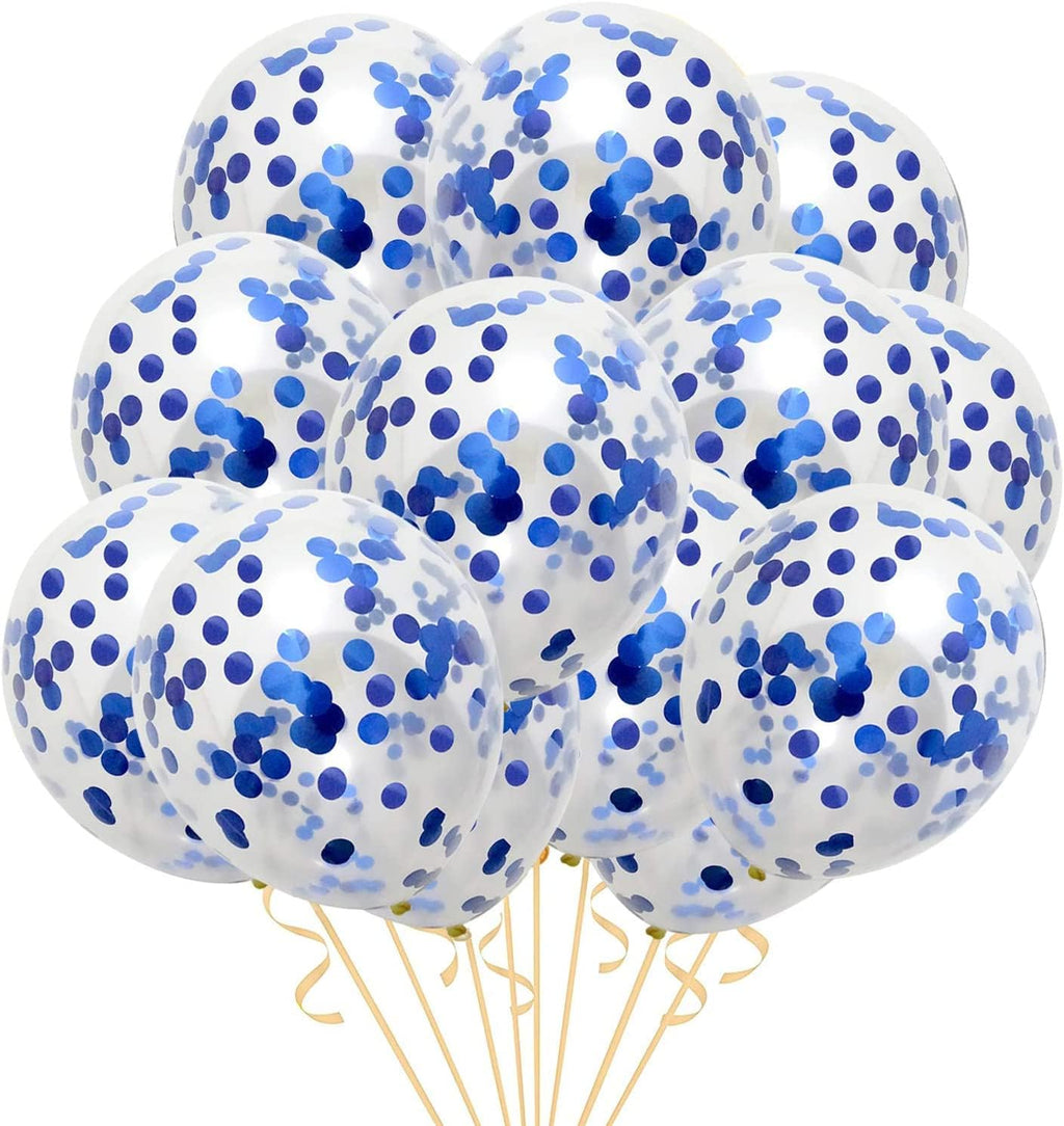 Rubber Royal Blue Confetti Balloons For Birthday Decoration Party Theme Supplies | Baby Shower Decoration, Wedding Décor, Anniversary Balloons For Decorations Items Pack Of 10 Pcs