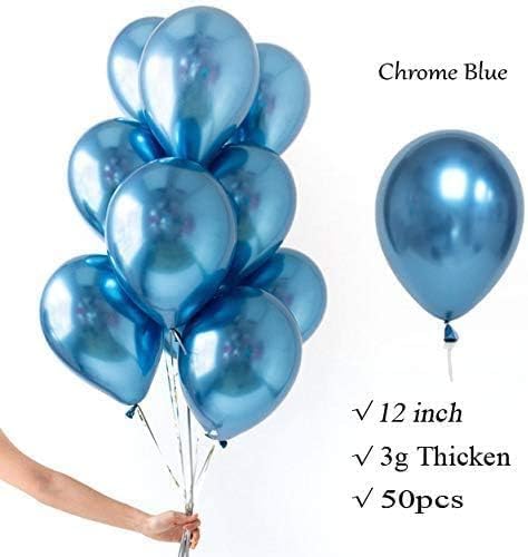 (Pack of 50) Blue HD Metallic Balloons Pack Blue Theme Boy Kids Birthday Party Decoration/Anniversary Party Decoration Balloon - Packet of 50 Balloons