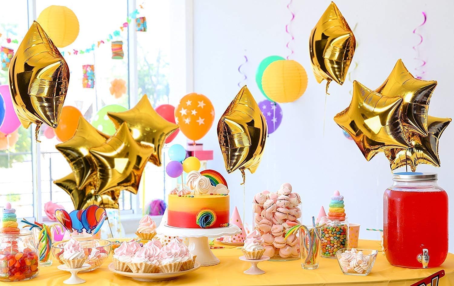 18 inch Air-Filled Foil Balloons for Birthday | Anniversary | Wedding Party Decoration Pack of 5 (Golden)