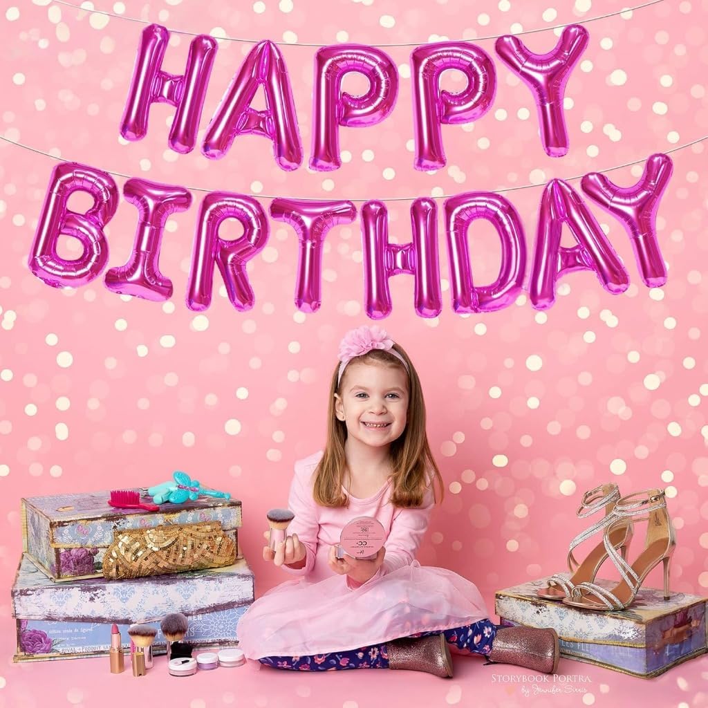 Pink Happy Birthday Balloons Banner - 16 Inch | Happy Birthday Sign Balloons for Happy Birthday Decorations | Happy Birthday Party Decoration | Happy Birthday Banner for Birthday Party Decoration