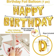 25Pcs Golden Happy Birthday Foil Balloon, Confetti and Metallic Balloons Combo for Birthday Decoration Items for Kids