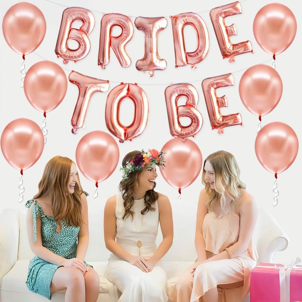 Big Rose Gold "Bride To Be" Balloons, 16 Inch – Bachelorette Party Decorations | Rose Gold Bride Balloons for Bridal Shower Decorations | Rose Gold "Bride To Be" Balloon for Wedding, Bachelorette Ball