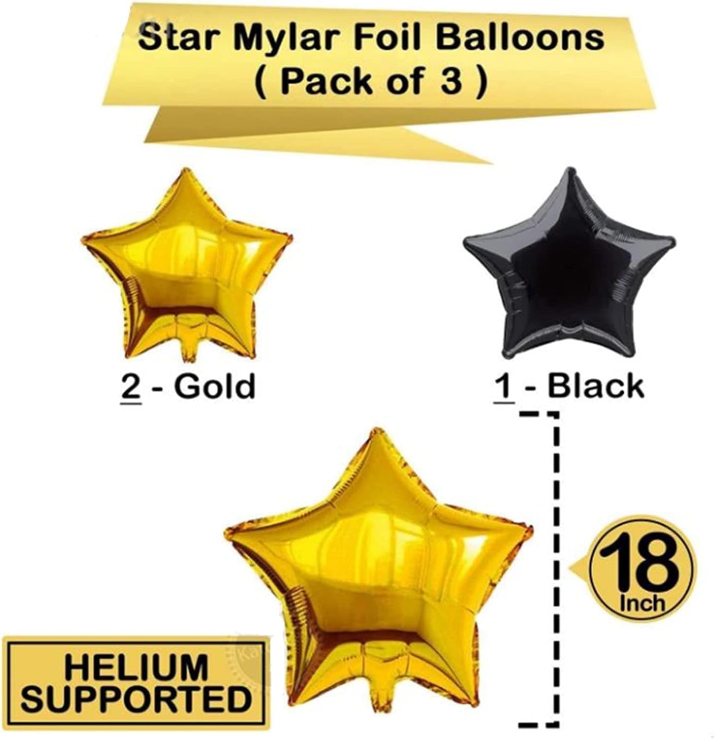 Black and Gold Balloons with Paper Pom Poms – Birthday Party Decoration Kit with Pale Champagne Foil Fringe Tinsel Curtain – Black Theme Backdrop Decoration Set