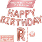 Happy Birthday Rose Gold Balloons – Large, Pack of 25 | Rose Gold Happy Birthday Letter Balloons | Star Mylar Foil and Latex Balloons | Rose Gold Decorations Party Supplies for Girl