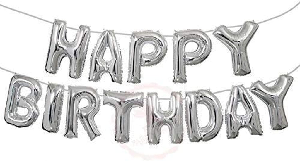 set of 2 Pcs Combo Happy Birthday Silver Foil balloons banner witn Gluedot for happy birthday decoration/happy birthday balloons banner/happy birthday balloon silver