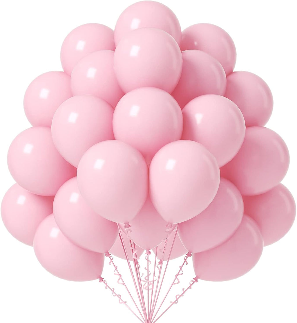 Pink Balloons - 12 Inch, 50 Pack Light Pink Latex Party Balloons with Pink Ribbon for Birthday, Graduation, Bridal, Baby Shower, Gender Reveal & Princess Parties