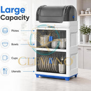 Blue 3-Tier Dish Drying Rack with Cover, Drain Board & Cutlery Holder