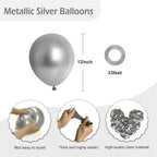 Metallic Silver Balloons 12 inch, 50 Pack Chrome Silver Latex Party Balloons Helium Quality for Birthday Graduation Baby Shower Disco Wedding Party Decorations (with Silver Ribbon)