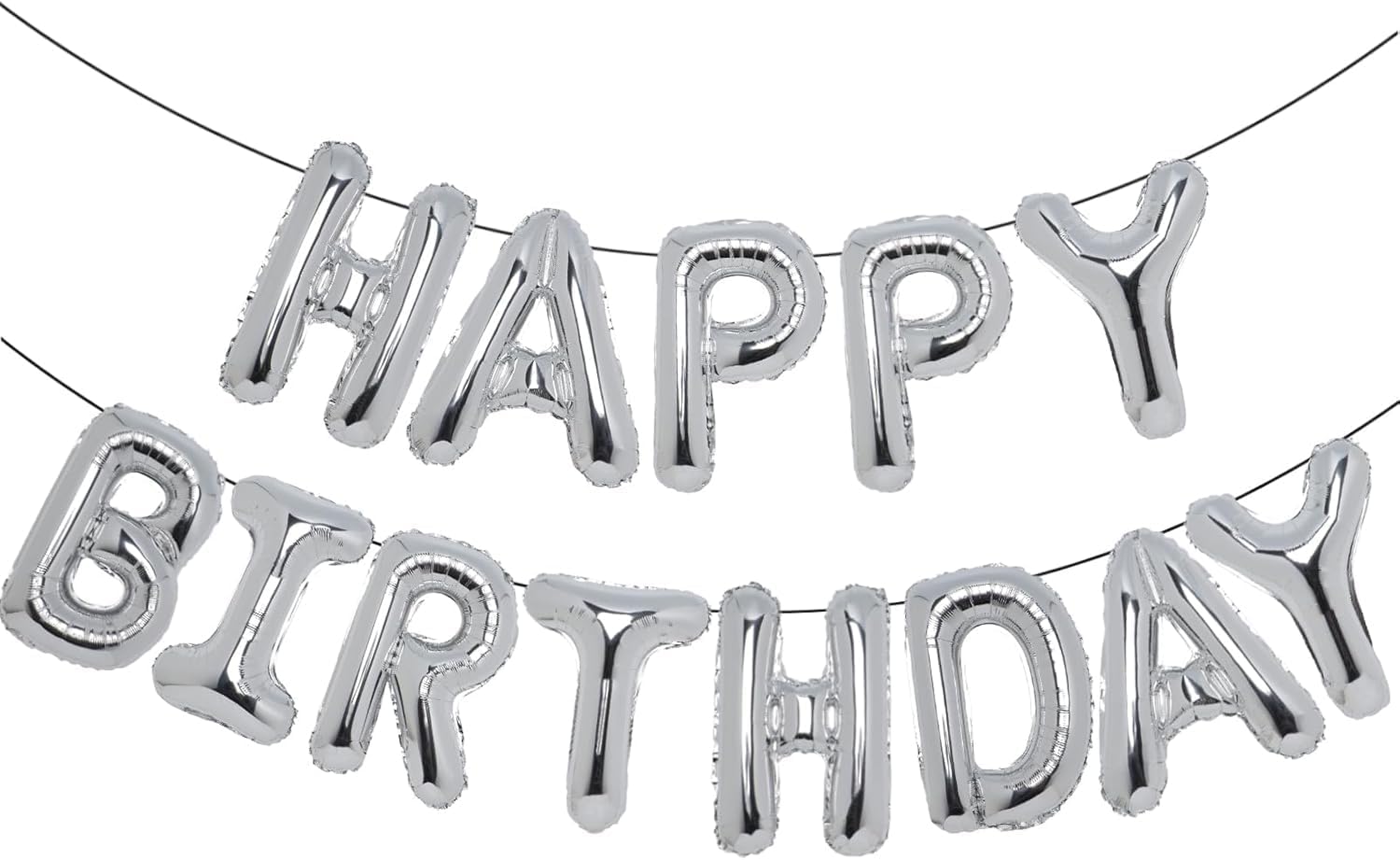 Happy Birthday Letters Silver Foil Balloons with Red Latex Balloons for Birthday Decoration Combo Set of 64 Pcs