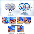 Birthday Decoration Paper Kit For 1St Birthday Boys 7 Pcs With Lights, Blue
