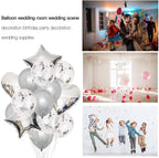 Party Mix Silver Metallic, Confetti and Foil Balloons for All Kind of Balloon Party Decorations (Silvery), 14 Pieces Combo