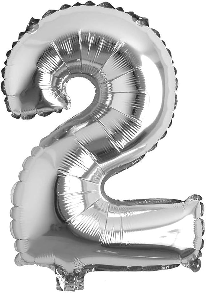 Silver Number 2 Foil Balloon 16 Inch Party Decoration