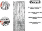 3ft x 6ft Silver Foil Fringe Curtains, Pack of 3 - Tinsel Backdrop for Birthday, Bachelorette, Baby Shower, Anniversary - Photo Booth Wall