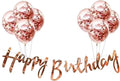 9Pcs Happy Birthday Decoration Set – Rose Gold Happy Birthday Banner with Confetti Balloons and Ribbon- Birthday Party Decoration for Boys, Girls, Men & Women