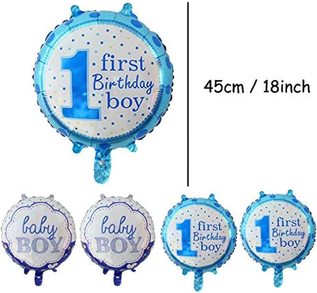 Birthday Decoration Paper Kit For 1St Birthday Boys 7 Pcs With Lights, Blue