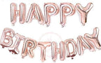 Set of 2 Pcs Combo Rose Gold Happy Birthday Foil balloons Banner with Gluedot for Birthday decoration/rose gold balloon/rose gold birthday/rose gold birthday decorations