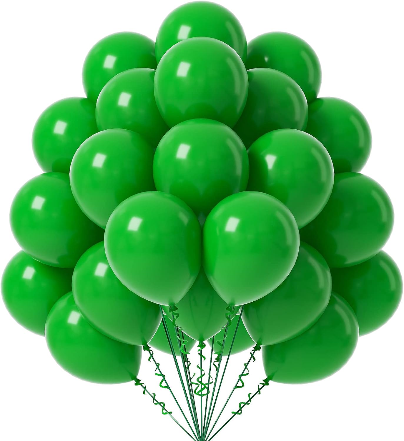 Green Balloons 12 inch, 50 Pack Green Latex Party Balloons Helium Quality for Birthday Graduation Baby Shower Jungle Christmas Party Decorations (with Green Ribbon)