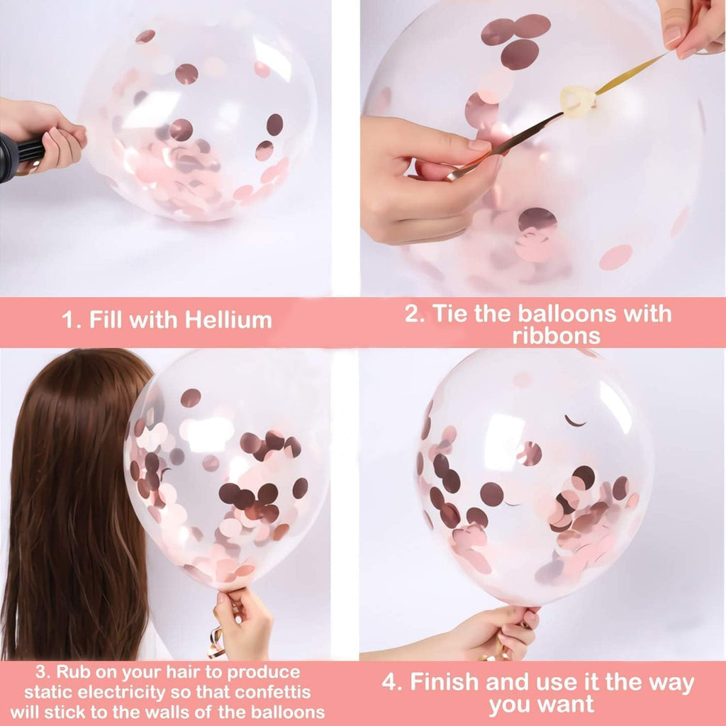 25Pcs Balloons Decoration Set – Rose Gold Balloons and Ribbon | Rose Gold Decorations for Girls, Women, 30th, 40th, 50th Decorations