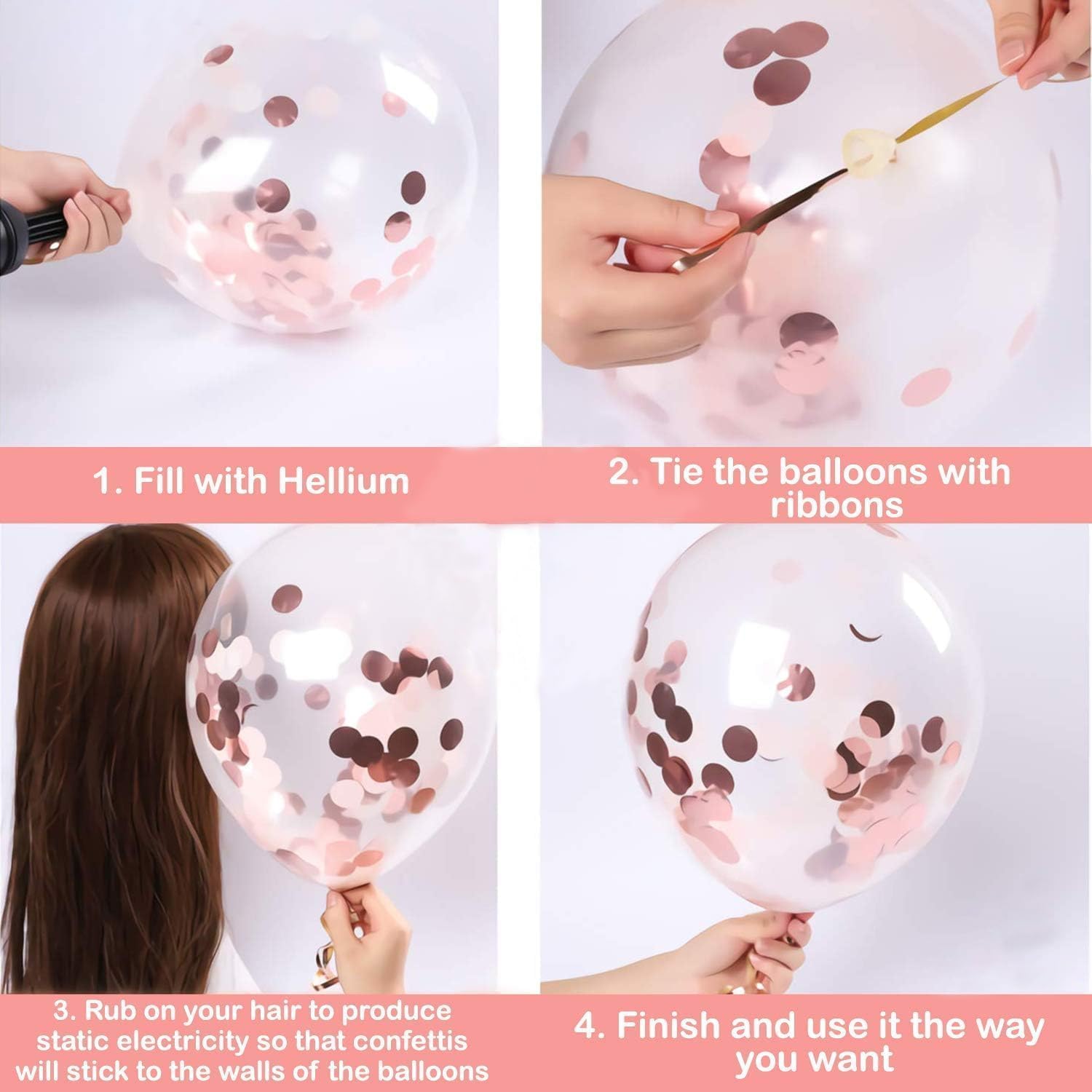 25Pcs Balloons Decoration Set – Rose Gold Balloons and Ribbon | Rose Gold Decorations for Girls, Women, 30th, 40th, 50th Decorations