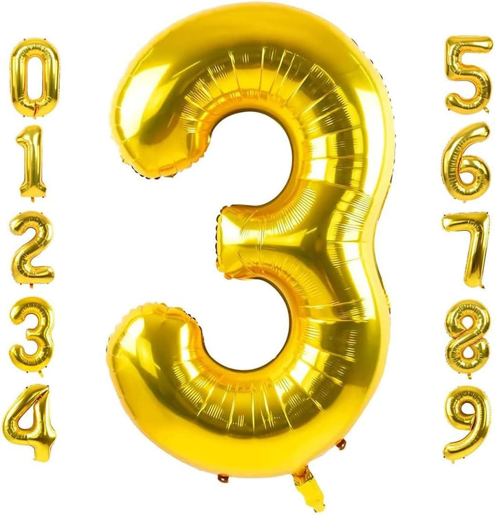 Gold Number 3 Foil Balloon 32 Inch