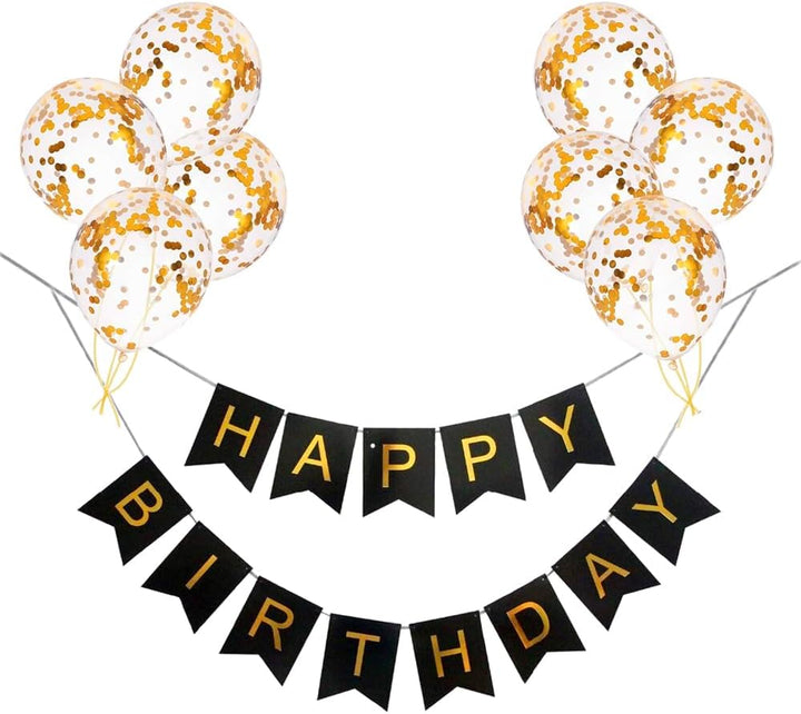 Black Happy Birthday 9 Piece Party Decoration Set