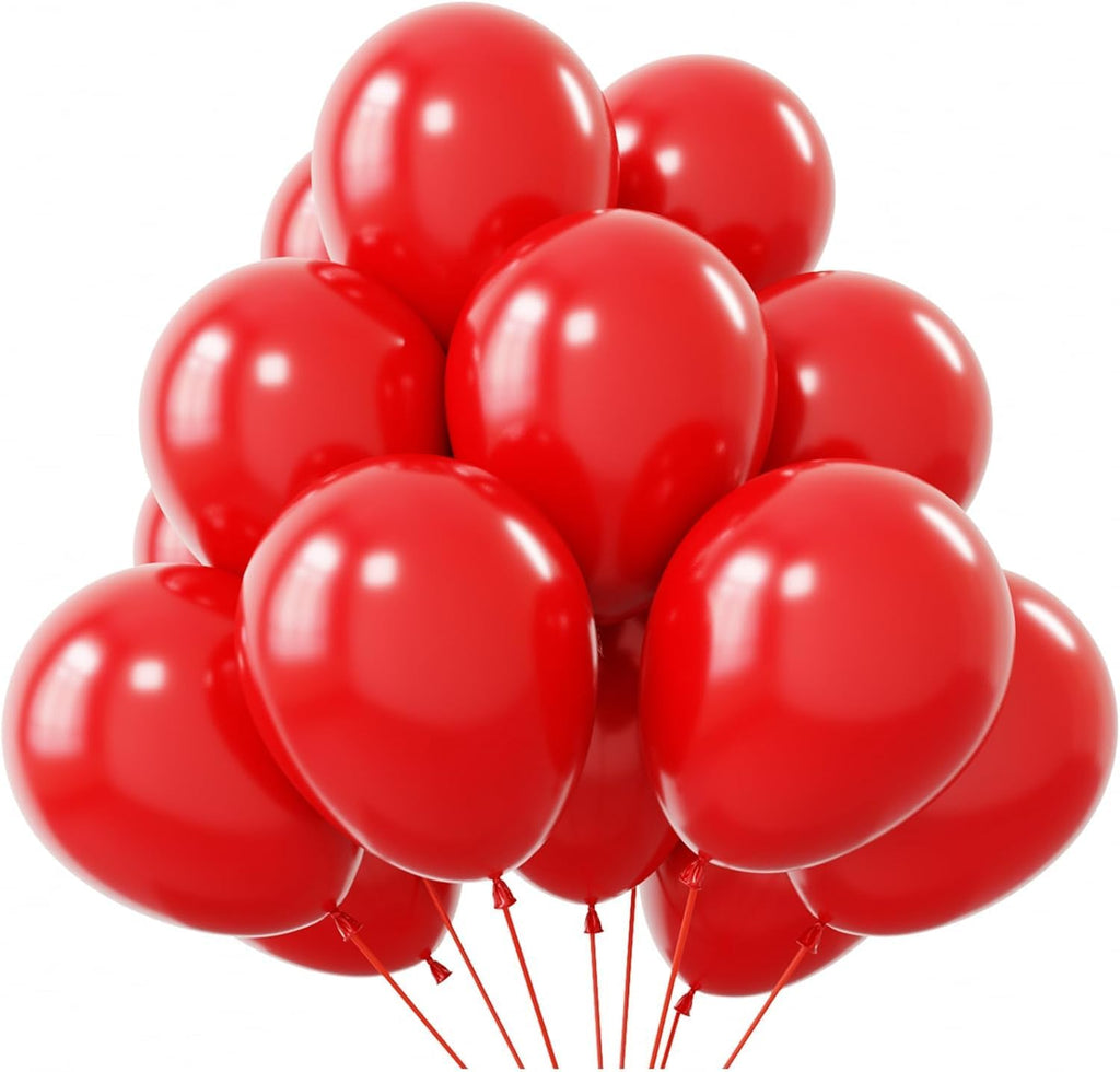 Happy Birthday Letters Silver Foil Balloons with Red Latex Balloons for Birthday Decoration Combo Set of 64 Pcs