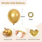 Metallic Gold Balloons 12 inch, 50 Pack Chrome Gold Latex Party Balloons Helium Quality for Birthday Graduation Baby Shower Wedding Party Decorations (with Gold Ribbon)