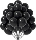 Black Balloons - 12 inch, 50 Pack Latex Party Balloons for Birthday, Graduation, Baby Shower, Halloween, Father's Day - Includes Black Ribbon