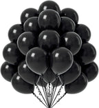 Black Balloons - 12 inch, 50 Pack Latex Party Balloons for Birthday, Graduation, Baby Shower, Halloween, Father's Day - Includes Black Ribbon