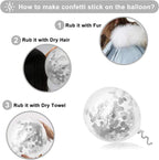 60Pcs/Set Metallic Silver White and Silver Confetti Balloons 12 inches White Silver Latex Balloon Kit Birthday Party Wedding Decoration Supplies