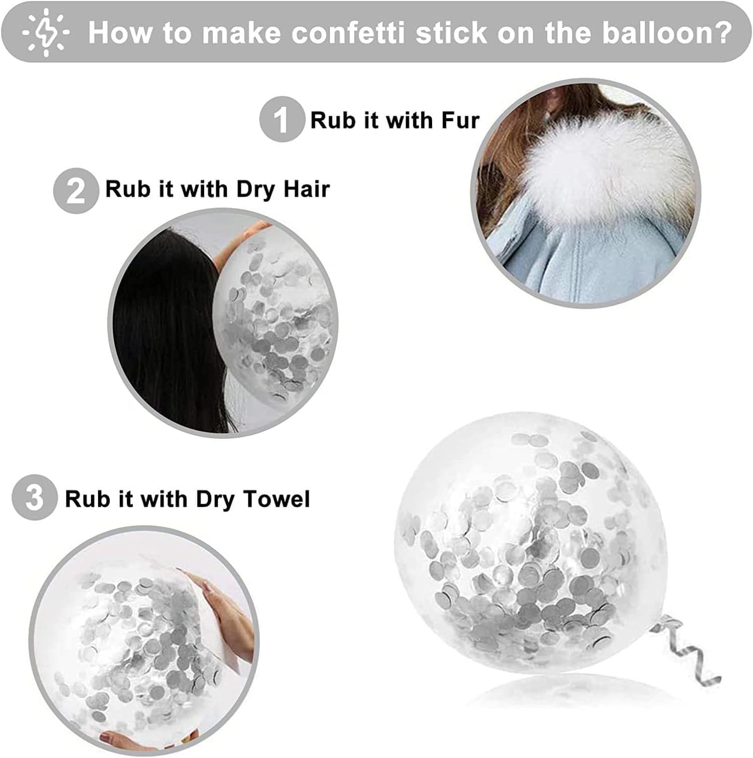 60Pcs/Set Metallic Silver White and Silver Confetti Balloons 12 inches White Silver Latex Balloon Kit Birthday Party Wedding Decoration Supplies