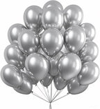 100 Pcs Silver Metallic Balloons for Birthday Balloons Decoration, Balloons for Birthday, Anniversaries, Husband, Wife, Kids, Adults