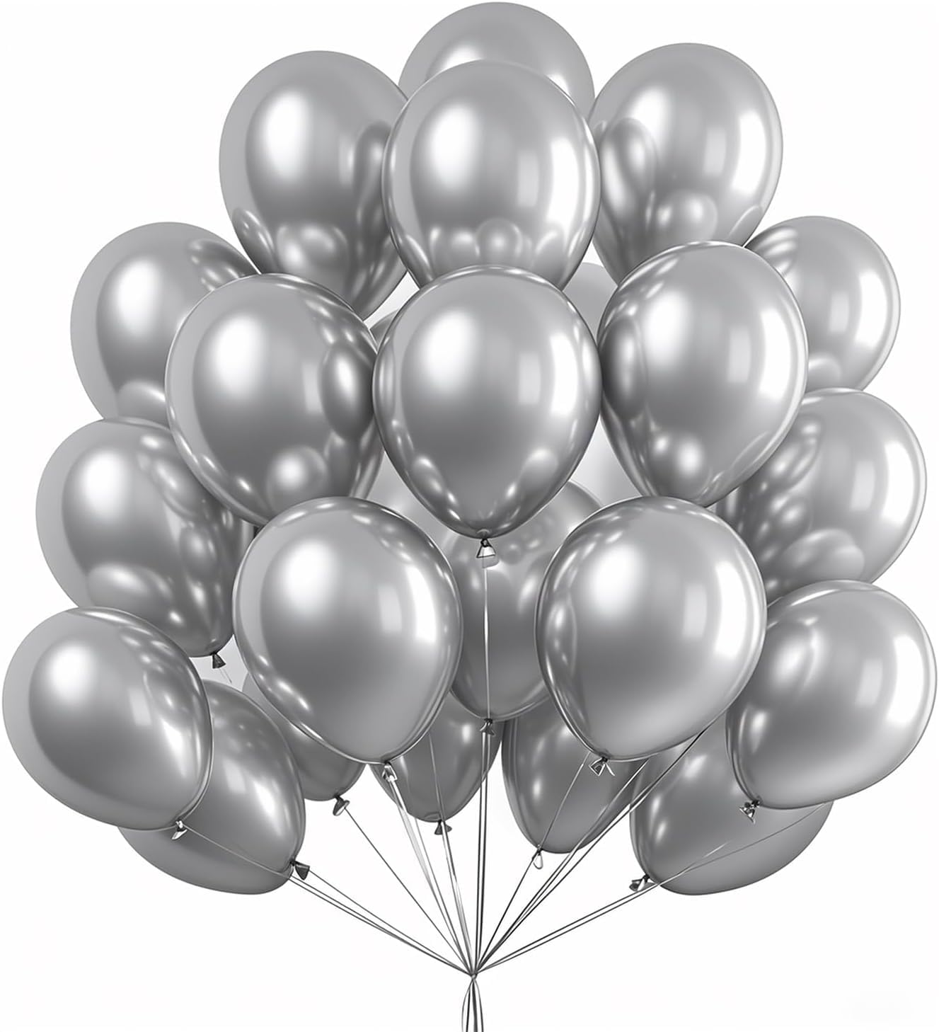 100 Pcs Silver Metallic Balloons for Birthday Balloons Decoration, Balloons for Birthday, Anniversaries, Husband, Wife, Kids, Adults