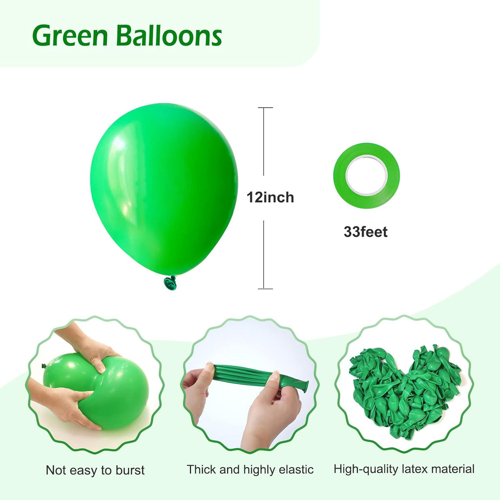Green Balloons 12 inch, 50 Pack Green Latex Party Balloons Helium Quality for Birthday Graduation Baby Shower Jungle Christmas Party Decorations (with Green Ribbon)