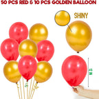 Red and Golden Happy Birthday Decoration Set 70 Pcs Happy Birthday Foil Balloon Red Golden Heart and Metallic Balloons Combo