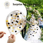 Black Gold Confetti Latex Balloons - 60 Pack 12 inch Helium Black Gold Confetti Balloons for Wedding Graduation Baby Shower Birthday Party Decorations