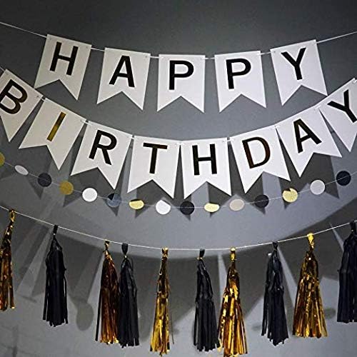 White Happy Birthday Banner For birthday decoration Men Women Adults Kids, Party Supplies Party Decorations