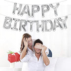 Silver Happy Birthday Balloons Banner - 16 Inch | Happy Birthday Sign Balloons for Happy Birthday Decorations | Happy Birthday Party Decoration | Happy Birthday Banner for Birthday Party Decoration