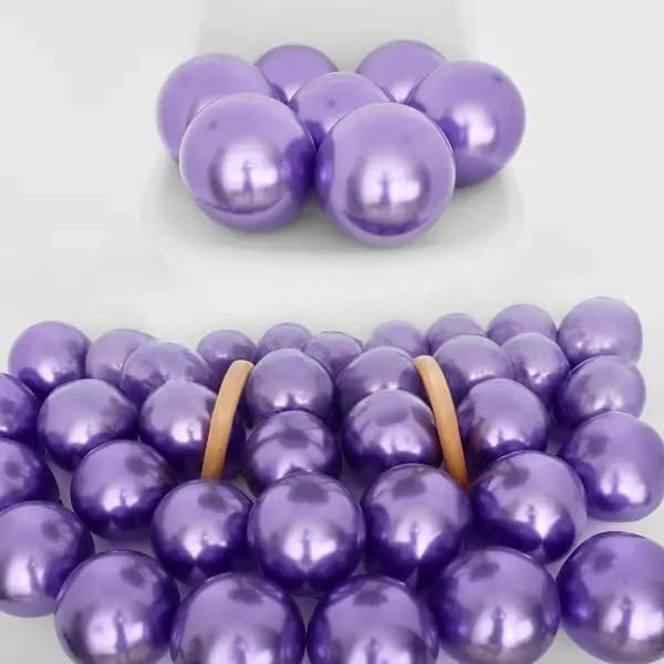 Metallic Purple Balloons 12 Inch - (Pack of 50) Birthday Decoration Balloons for Kids & Adults, Party Décor for Birthday, Anniversary, Baby Shower, Welcome, Bachelorette – Metallic Finish